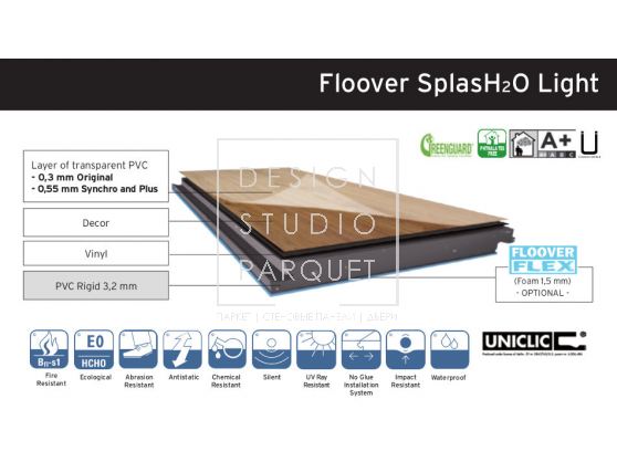 Виниловые покрытия Floover Flooring Cement Original Коричневый Floover SplasH2O Light
